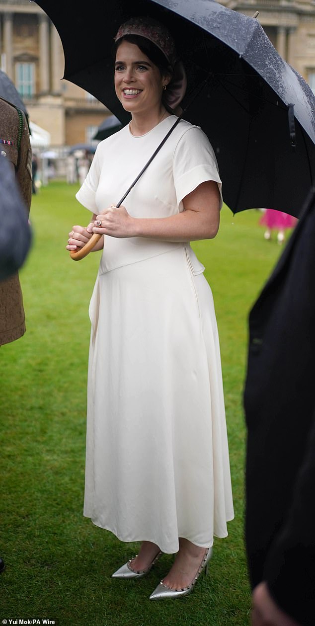 Dress for whatever weather you want! Princess Eugenie opted for an all-white dress, despite the sunny weather