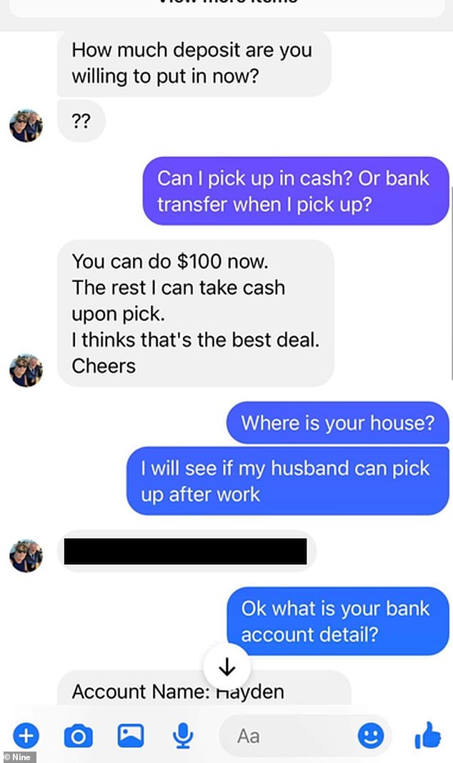 One person came forward and said the scammer asked them to transfer $100 as a deposit and gave them a BSB and account number which was traced to an ANZ branch in Melbourne.