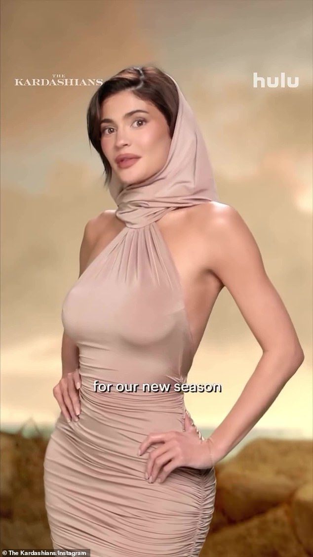 Still, while it's unclear if Kylie's appearance was a nod to her boyfriend's movie, the entire family was seen against a desert backdrop for the entire poster, most dressed in different shades of brown for the look.