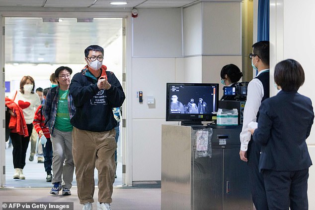 Voulgaris was arrested at Taoyuan International Airport (pictured, file photo) in December.  There is no indication that the people in the photo were involved in the alleged crime.
