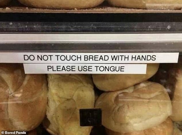 For hygiene reasons of course! Meanwhile, this bakery seemed to ask customers to use their tongue to get a bun.