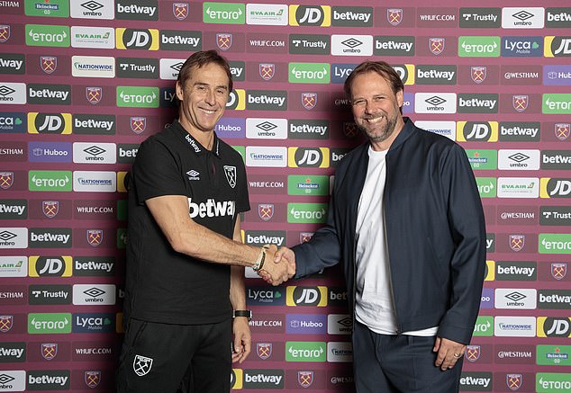 West Ham chief executive Tim Steidten (right) has expressed his 