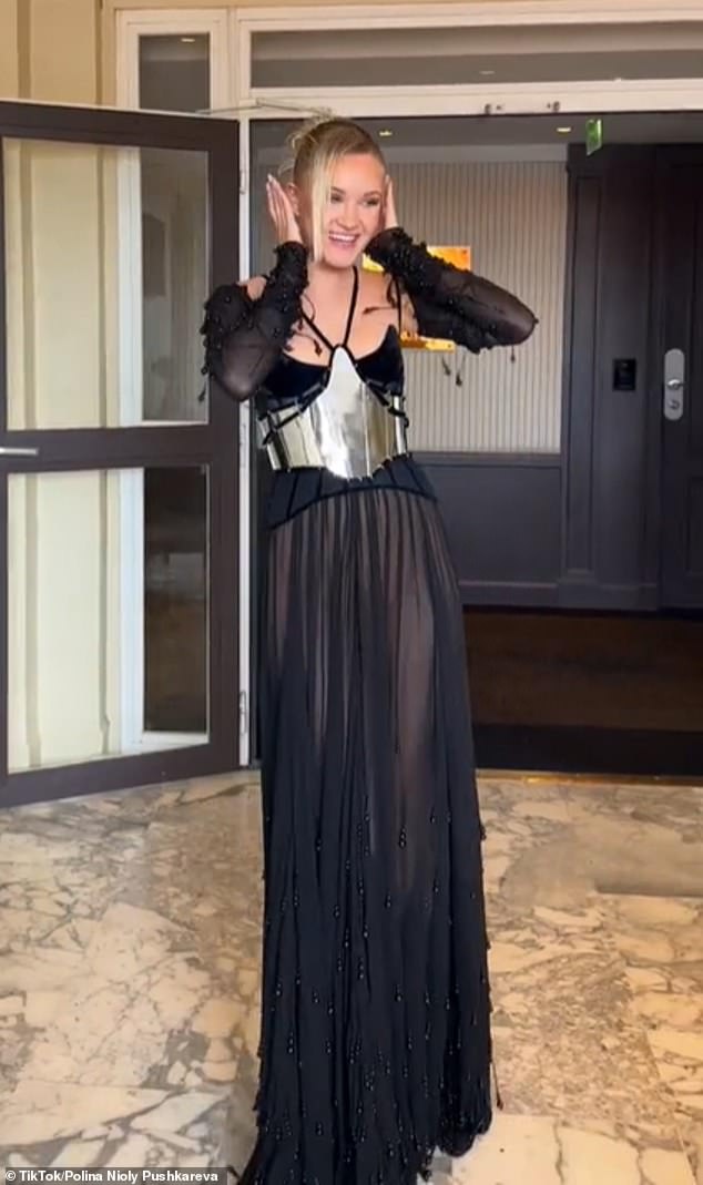 Polina claims her black sheer floor-length couture dress was damaged in the commotion that led her to criticize celebrities who think they are 