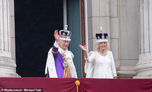 King Charles III and Queen Camilla on the balcony of Buckingham Palace