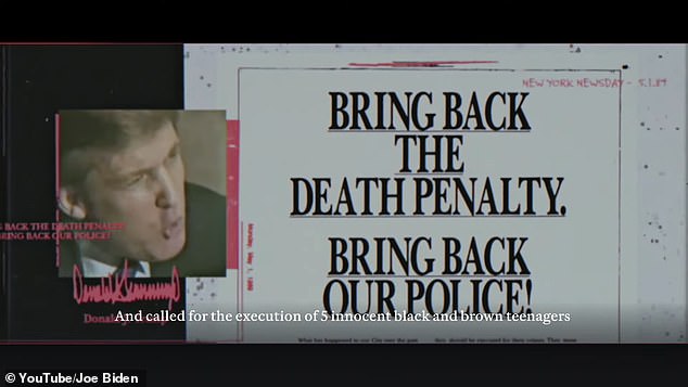 Biden's campaign released a 30-second political ad Thursday calling Trump a terrible threat to Black America. The ad highlighted Trump calling for the death penalty for the Central Park Five. It began airing in New York before Trump's visit, as well as in battleground states.