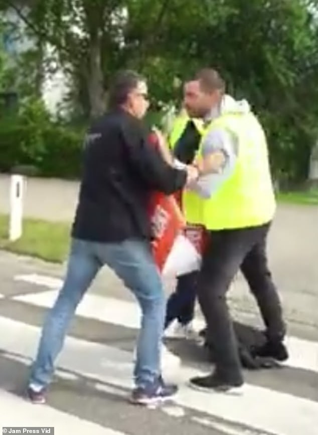 Motorists took matters into their own hands as they clashed with protesters on the Austrian highway.