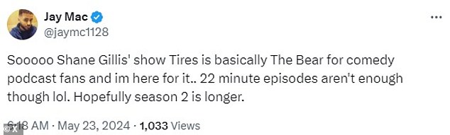 One of the most positive fan reviews compared Tires favorably to the acclaimed comedy-drama The Bear. His only criticism was that 