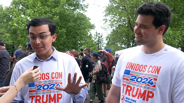 Two young people from Long Island, Salvador and Walter, said they support Trump because he represents the American dream for which their parents left El Salvador.