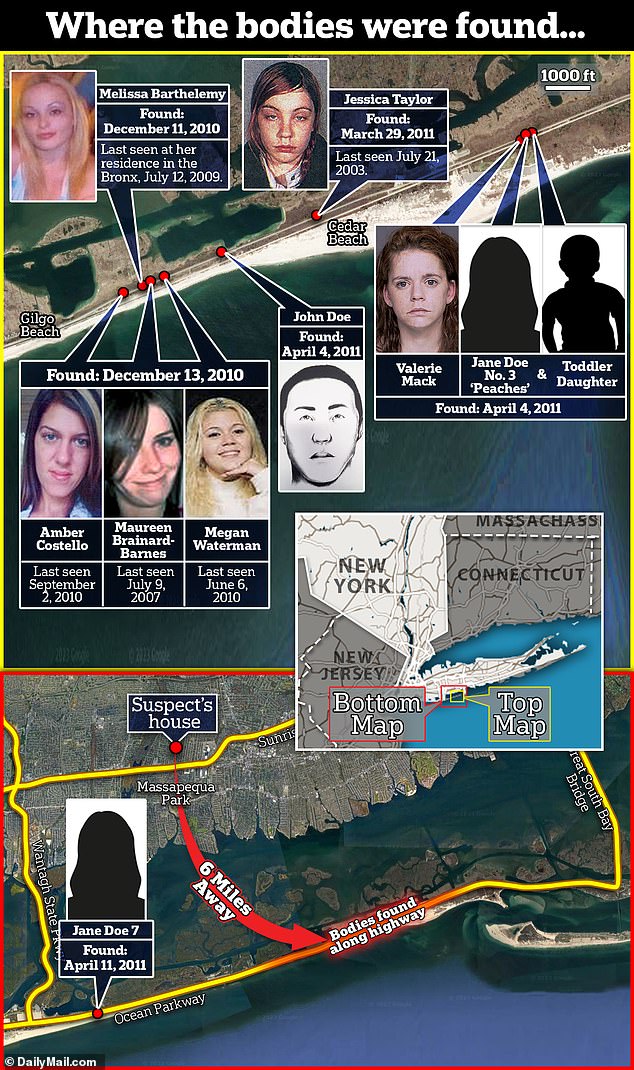 The crimes Heuermann is accused of relate to the decade-long search for the infamous Gilgo Beach serial killer, with a total of 11 bodies, seven of which have not been charged, found in Gilgo Beach between 2010 and 2011. .