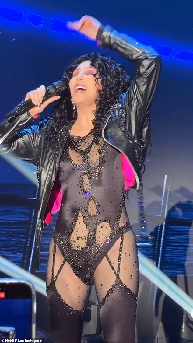 Cher was also photographed performing during the night in a clip posted by model Heidi Klum on her Instagram.