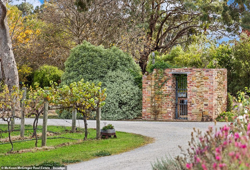 The lush grounds have whimsical gardens, as well as a Shiraz vineyard that the family uses to make their own wine and a small folly made from bricks from the old Lyric Theatre.