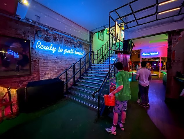 Holey Moley offers 18 holes of mini golf, plus private karaoke rooms and a bar.