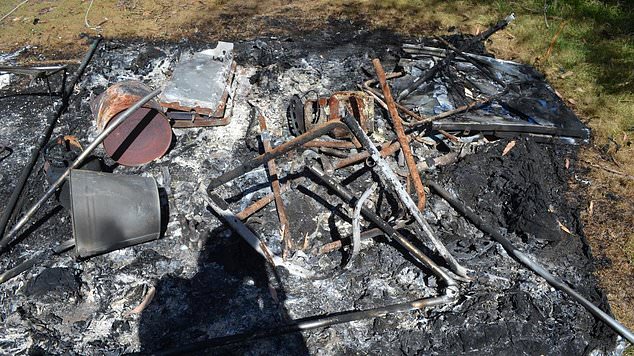 Photos taken by former Maffra police officer Madeline Rachford of Russell Hill and Carol Clay's destroyed camp. Image: Supplied/Supreme Court of Victoria