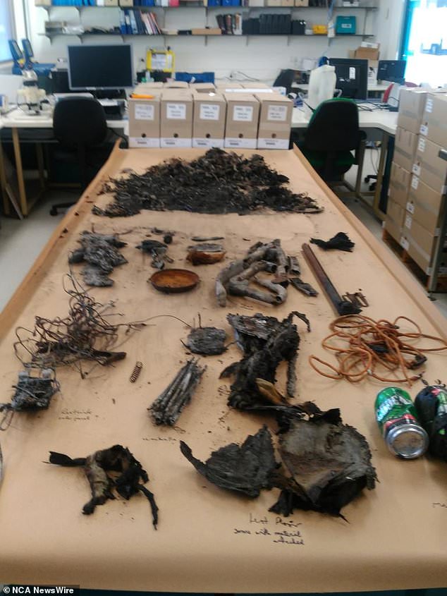 The objects, recovered from the ashes, underwent forensic examination. Image: Supplied/Supreme Court of Victoria