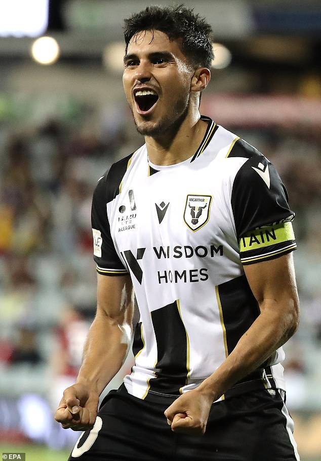 It also comes seven days after three A-League football stars on the books of Macarthur FC stars were charged with alleged betting offenses (Bulls captain Ulises Dávila pictured).