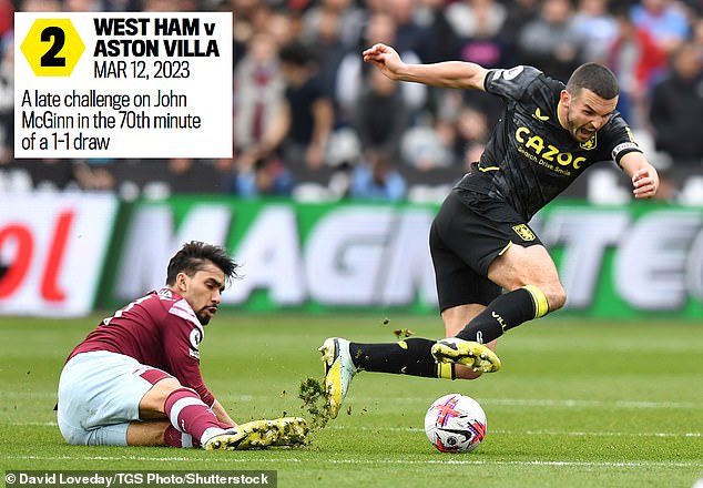 A tackle on Aston Villa midfielder John McGinn was also one that set off alarms.