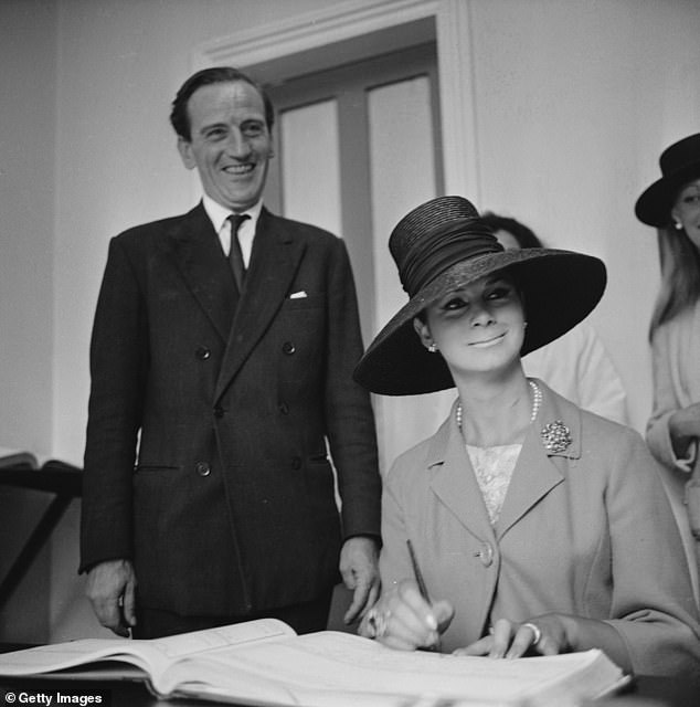 April signs the marriage register with her husband Arthur Corbett on their wedding day in Gibraltar in September 1963. The marriage subsequently failed and was annulled in 1970.