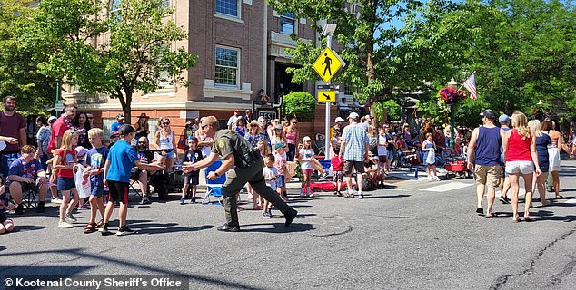 While attending Independence Day celebrations in Coeur d'Alene, he was impressed by the support for local authorities, as seen here.