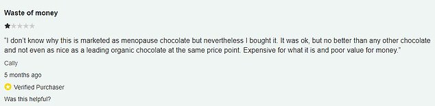 A reviewer on Holland & Barrett's website said the bar was not as good as other chocolates available for a similar price.