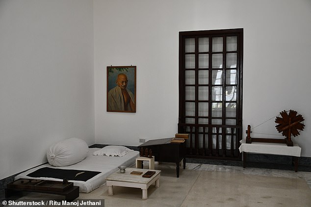 Gandhi's room at Gandhi Smriti, the house where he lived during the last period of his life.