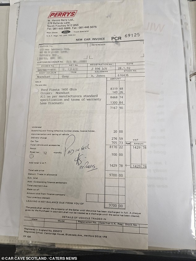 The car is sold with the original manuals, two keys, a dealer key fob, a dealer mat, the current V5 and the previous V5 showing to all owners. It even comes with the original sales receipt, showing the total price of £9,700.