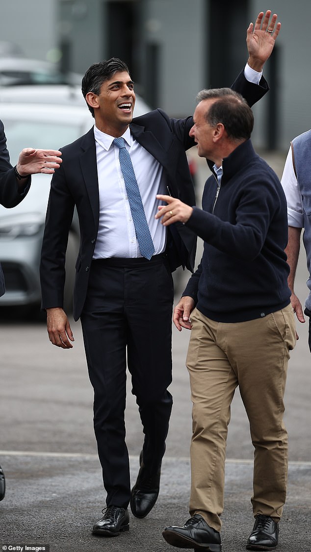 The Prime Minister (pictured in Barry yesterday), 44, has been seen sporting long trousers as he embarked on an intense campaign campaign after surprising Westminster with the announcement that he will send the country to the polls on 4 July.