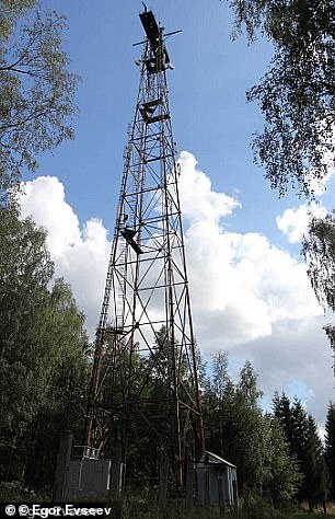 Some speculate that it is part of the Russian government's secret SETI program, which communicates with extraterrestrial life. Above, one of the towers that transmit the signal from 30 kilometers outside Moscow.