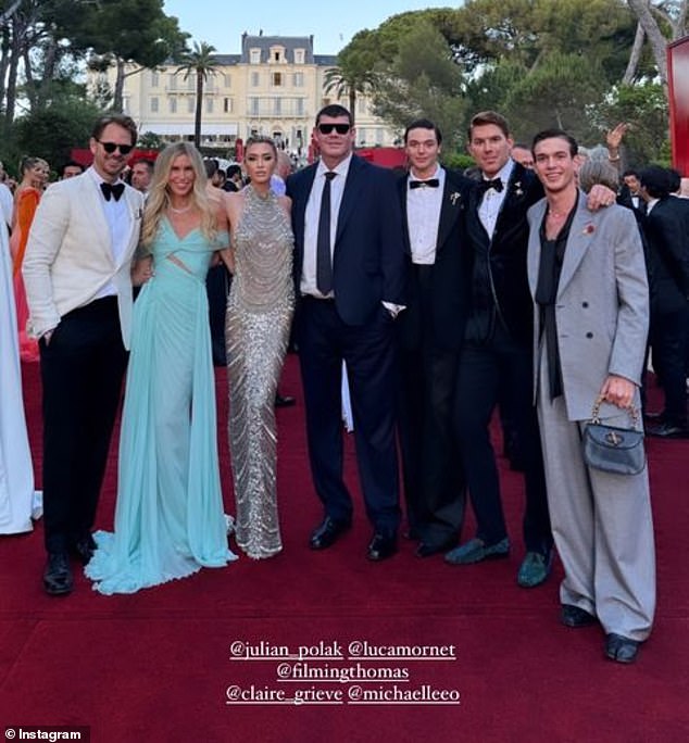 On the amFAR red carpet in Cannes, James looked dapper in a navy suit as he posed with his arm around Renee for the group photo at the annual AIDS fundraising event.