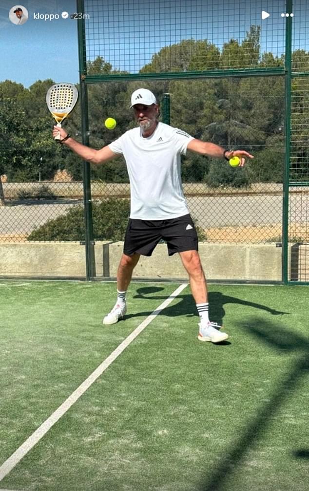 The 56-year-old proudly posted photos of himself playing paddle tennis on his Instagram account.