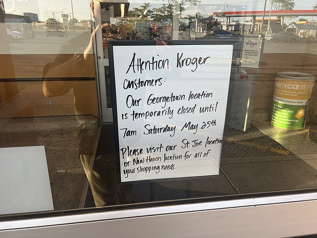 A sign on the door said Kroger would be closed Friday.