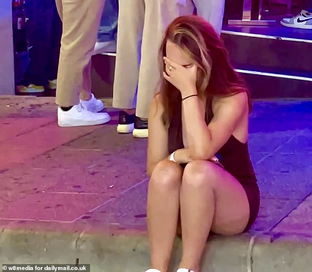 In the photo: Brits on the Magaluf strip, Mallorca, last night