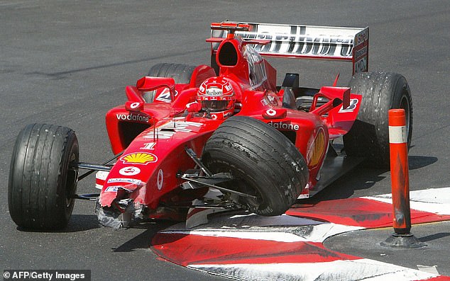 It was a rare day off for Ferrari's Michael Schumacher that season when he crashed.