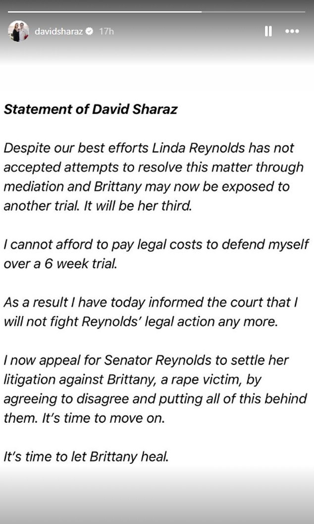 David Sharaz issued a statement during the court proceedings (pictured)