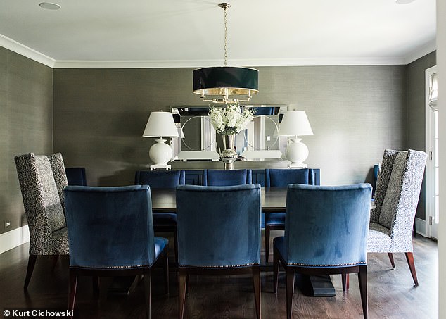 Pictured: One of the many dining rooms in the charming Winnetka house.