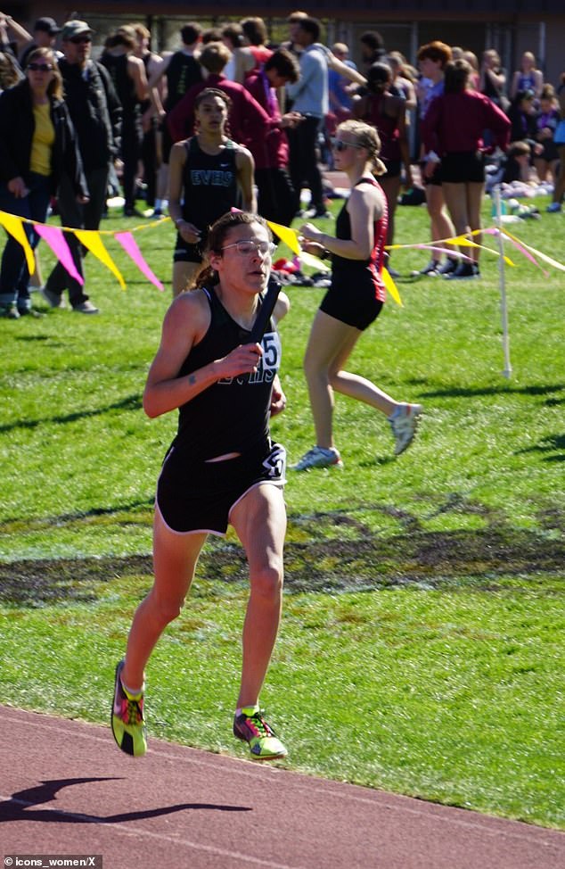 Washington State runner Veronica Garcia, aka Davina Brown, aka Donovan Brown, won the 1600 Sprint Medley Relay last month.