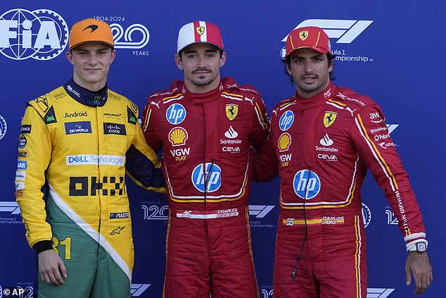 Charles Leclerc took pole position, ahead of Piastri and Carlos Sainz in third place.