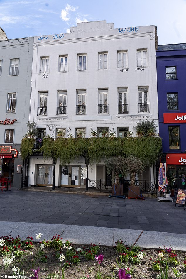 An exterior of Marco Pierre White's former restaurant in Leicester Square which was taken over by squatters