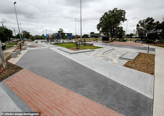 The groups clashed at the Errington Reserve Plaza skate park (pictured) in St Albans, Melbourne.