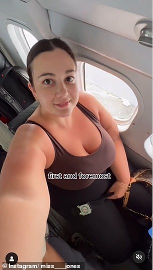 Emily on board a seaplane she took in the Maldives: warns that the plane can be difficult for larger passengers