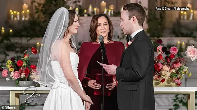 Kamala Harris presides over her stepson Cole Emhoff's wedding