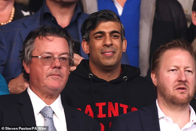 Sunak is a Southampton fan and was present at the play-off semi-final against West Brom on May 17 (pictured)