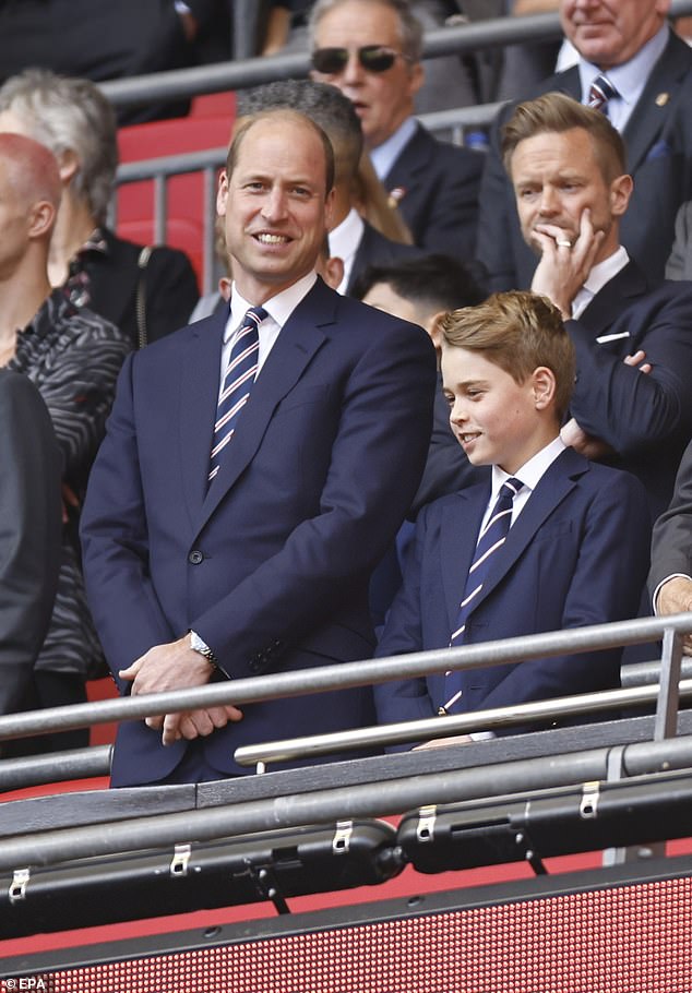 William and George watched the action live from Wembley Stadium in northwest London with 90,000 fans.