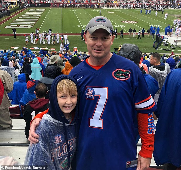 The family asked the FBI for help in finding the suspect who led Timothy to his sudden death, and on May 17 they filed a lawsuit against Snapchat for playing a role in his tragic loss. (pictured: Timothy and his father Jamie)