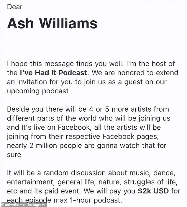 On Instagram, the 42-year-old revealed that he was asked to be a guest on an American podcast with a designer called Jennifer Welch.