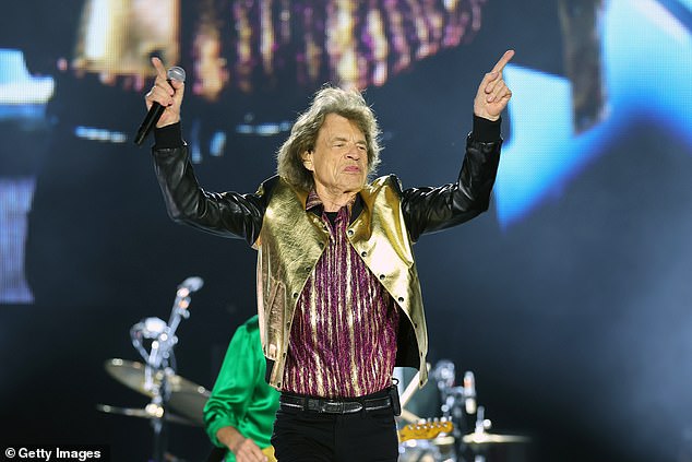 The band performed the final leg of their Hackney Diamonds tour at MetLife Stadium in East Rutherford and Mick dazzled in his dazzling ensemble.