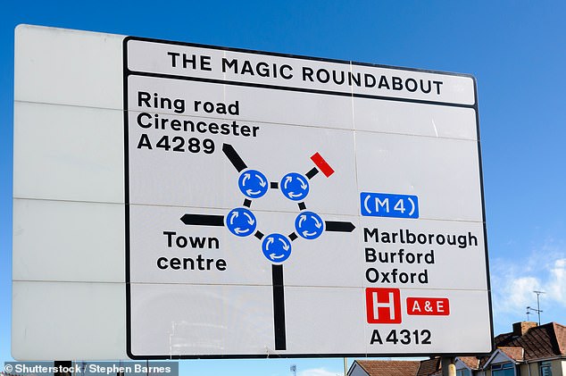 Swindon is famous for its Magic Roundabout. The ring road junction, which is located near the city center near the football stadium, consists of five mini roundabouts arranged in a giant circle.