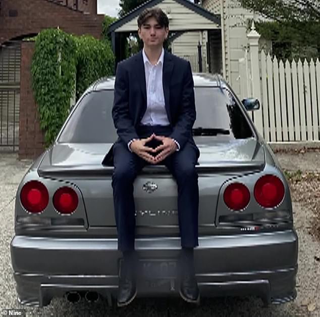 Apprentice mechanic Josh Williams (pictured with his Nissan Skyline R34) claims Baravelli totaled his car despite paying him more than $17,000.