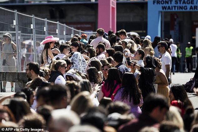 Fans had to stand in line in the heat as they stood in line waiting to be let into the arena.