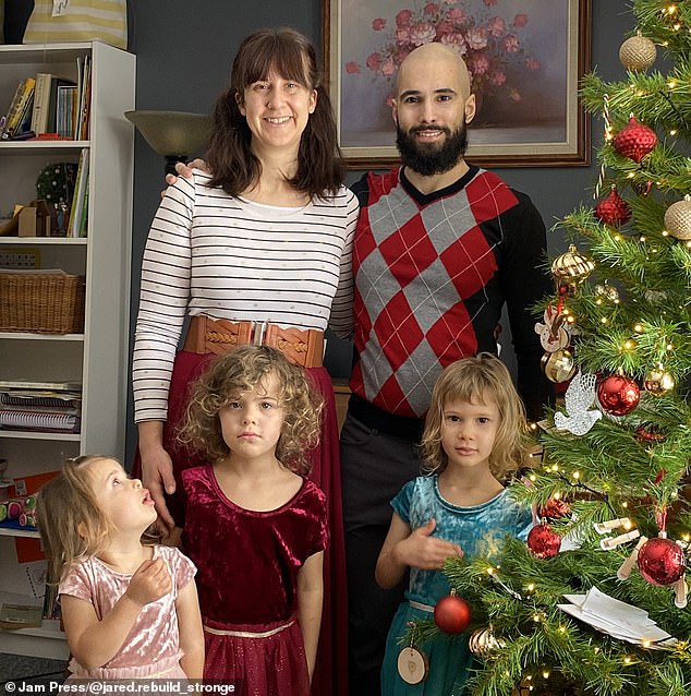 Maynard, pictured here before his illness, with his wife Ashley, 32, and their three daughters, Elizabeth, 6, Mary-Claire, 6, and Cecilia, 3.