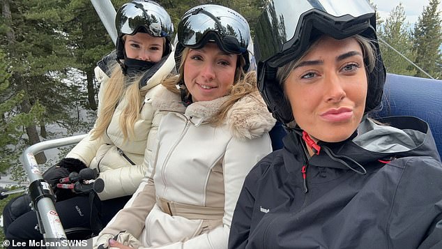 Olivia, center, had gone on the five-day spring ski trip with her sister and friends Laura Howe, 23, left, Charlotte Howe, 20, Georgia Cooke, 23, Ellise Cowley, 23, and Anastasia Griffith , 23, right.